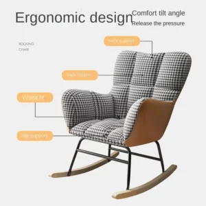 X&D Light Luxury Rocking Chair Sofa Leisure Living Room Nordic Lazy Lounge Chair Solid Wood Leisure Balcony Home Relaxation Sofa - Image 4