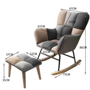 X&D Light Luxury Rocking Chair Sofa Leisure Living Room Nordic Lazy Lounge Chair Solid Wood Leisure Balcony Home Relaxation Sofa - Image 5