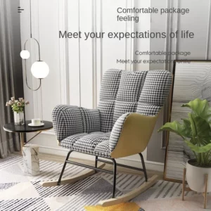 X&D Light Luxury Rocking Chair Sofa Leisure Living Room Nordic Lazy Lounge Chair Solid Wood Leisure Balcony Home Relaxation Sofa - Image 6