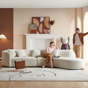 DIGGERA Teddy Boneless Sofas Curved Compression Sofa Couch for Living Room Corner Sofa Couches Comfy Sofas for Apartment Home - Image 5