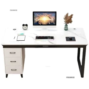 Modern Rock Slab Computer Desks Bedroom Gaming Desk Student Writing Desk Home Table with Cabinets Light Luxury Office Furniture - Image 5