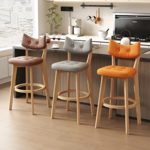 Modern Solid Wood Bar Stool with Backrest for Home/Commercial Furniture / Pub/ Cashier Counter Premium High Counter Stool - Image 2