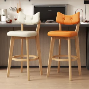 Modern Solid Wood Bar Stool with Backrest for Home/Commercial Furniture / Pub/ Cashier Counter Premium High Counter Stool - Image 3