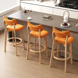 Modern Solid Wood Bar Stool with Backrest for Home/Commercial Furniture / Pub/ Cashier Counter Premium High Counter Stool - Image 4