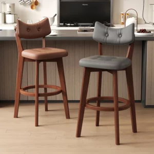 Modern Solid Wood Bar Stool with Backrest for Home/Commercial Furniture / Pub/ Cashier Counter Premium High Counter Stool - Image 5