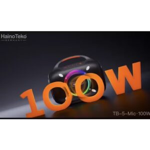 Haino Teko TB-5 Portable Wireless Bluetooth Speaker with 2 Wireless Mics, 100W Powerful Output, RGB Lighting, Multi-Functional Button Control, Portable Karaoke Speaker for Indoor and Outdoor Use, Black - Image 4