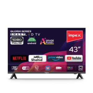 Impex 43-Inch Full HD Smart LED TV - Android, Quad Core, Frameless, A+ Panel, Wi-Fi, 2 HDMI, 2 USB, RJ45, 1920x1080 Resolution, 178° View, Slim Design, 2 Year Warranty - Gloria 43 Smart Black - Image 8
