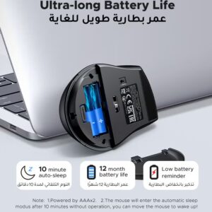 Ugreen Wireless Mouse, Upgrade 2.4GHz Ergonomic Optical Mouse, 1600 DPI Max, 3 DPI Adjustable, 6 Buttons, USB Computer Mouse for Laptop, PC, Chromebook, Notebook, 10M Wireless Connection Mouse "Comes Without Battery" - Image 3
