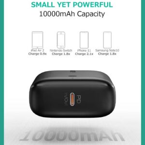 Aukey 20W Fast Charging 10000mAh Power Bank - Aukey Basix Mini (Compact & Portable), PD/QC3.0 for iPhone 15/14/13 & Samsung S24/S23 & iPad Pro – Travel friendly - Black - Image 4