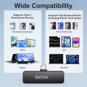 BOYA BY-V4U Wireless Lavalier Lapel Microphone for iPhone Android Phone PC YouTube Video Recording Vlog Live Streaming Interview - Image 6
