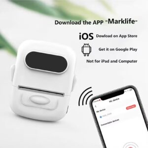 Marklife Label Maker Machine with Tape Barcode Label Printer Mini Portable Bluetooth Thermal Labeler for Address Clothing Jewelry Retail Barcode Small (White 1 Roll Label) - Image 2