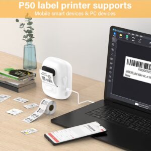 Marklife Label Maker Machine with Tape Barcode Label Printer Mini Portable Bluetooth Thermal Labeler for Address Clothing Jewelry Retail Barcode Small (White 1 Roll Label) - Image 7