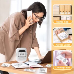 Marklife Label Maker Machine with Tape Barcode Label Printer Mini Portable Bluetooth Thermal Labeler for Address Clothing Jewelry Retail Barcode Small (White 1 Roll Label) - Image 9