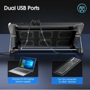 COOLCOLD Ultra Slim Laptop Cooling Pad - 6 Quiet LED Fans for Efficient Cooling, Adjustable Fan Speed, USB Powered, Portable Design for 13-17 Inch Laptops, Ideal for Gaming and Everyday Use,With mobile phone holder - Image 4