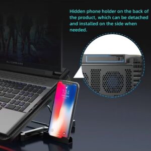COOLCOLD Ultra Slim Laptop Cooling Pad - 6 Quiet LED Fans for Efficient Cooling, Adjustable Fan Speed, USB Powered, Portable Design for 13-17 Inch Laptops, Ideal for Gaming and Everyday Use,With mobile phone holder - Image 5
