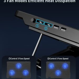 COOLCOLD Ultra Slim Laptop Cooling Pad - 6 Quiet LED Fans for Efficient Cooling, Adjustable Fan Speed, USB Powered, Portable Design for 13-17 Inch Laptops, Ideal for Gaming and Everyday Use,With mobile phone holder - Image 6