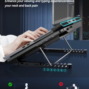 COOLCOLD Ultra Slim Laptop Cooling Pad - 6 Quiet LED Fans for Efficient Cooling, Adjustable Fan Speed, USB Powered, Portable Design for 13-17 Inch Laptops, Ideal for Gaming and Everyday Use,With mobile phone holder - Image 7