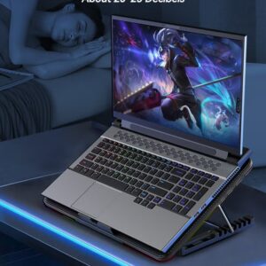 COOLCOLD Ultra Slim Laptop Cooling Pad - 6 Quiet LED Fans for Efficient Cooling, Adjustable Fan Speed, USB Powered, Portable Design for 13-17 Inch Laptops, Ideal for Gaming and Everyday Use,With mobile phone holder - Image 8