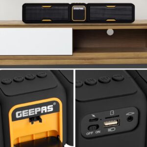 Geepas Bluetooth Speaker | with Hands-Free Calls | BT/USB/TF/FM/AUX |1500mAh Battery | Ideal for Parties, Movies, Playing Games | GMS11141UK Black - Image 5