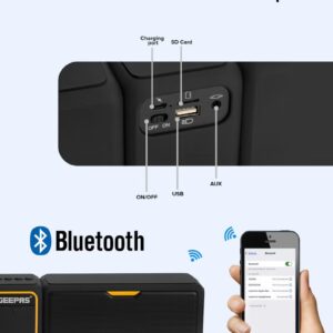 Geepas Bluetooth Speaker | with Hands-Free Calls | BT/USB/TF/FM/AUX |1500mAh Battery | Ideal for Parties, Movies, Playing Games | GMS11141UK Black - Image 7