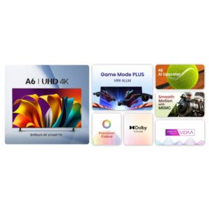 Hisense 58 Inch 4K AI Upscale UHD Smart TV | 60Hz | Precision Colour | Dolby Vision | Game Mode PLUS | VIDAA Smart TV | Voice Control | Model 2024 | 58A6N Black - Image 2
