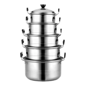 5pcs Stainless Steel Stock Pot Set 16-24cm Combination Series American Stock Pots Cookware Sets with Lid Deepen Soup Pot - Image 3