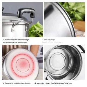 5pcs Stainless Steel Stock Pot Set 16-24cm Combination Series American Stock Pots Cookware Sets with Lid Deepen Soup Pot - Image 4