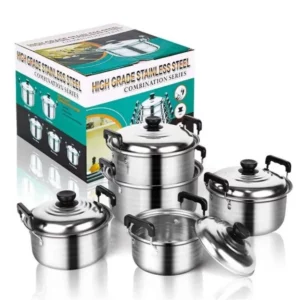 5pcs Stainless Steel Stock Pot Set 16-24cm Combination Series American Stock Pots Cookware Sets with Lid Deepen Soup Pot - Image 5