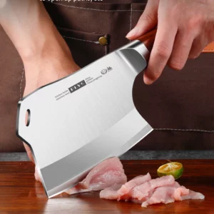 Professional Kitchen Bone-cutting Knife 413CR High Hardness Stainless steel blade with Wooden handle Butcher Knife,Tools - Image 2