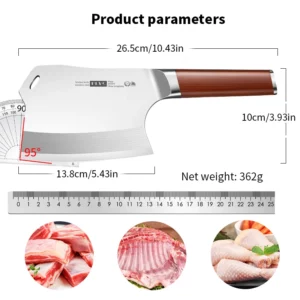 Professional Kitchen Bone-cutting Knife 413CR High Hardness Stainless steel blade with Wooden handle Butcher Knife,Tools - Image 6