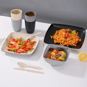 New 28 Pieces/set of Non Fragile Meal Plates Wheat Straw Dishes Tableware Set Microwave Dishwasher Safe Reusable Dinnerware - Image 2