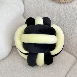 Handmade Dual-Tone Knotted Ball Pillow Soft & Fluffy Cushion for Home Decor Couch Chic Interior Design Elevate Home Aesthetics - Image 6
