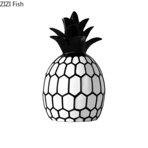 Black and White Stripe Apple Pineapple Statue Desk Decoration Ornaments Minimalism Fruits Resin Sculpture Room Aesthetics Decor - Image 6