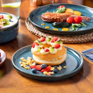 vancasso 12/24Piece Ceramic Plate Set Blue Reactive Glaze Vertical edge Tableware Set with 4/8PCS Dinner Plate/Dessert/Bowl - Image 8