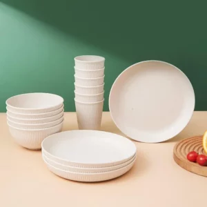 18pc Reusable Tableware Set Bowls Plates Cups Set Drop Resistant Cups Plates and Bowls for Home Outdoor Camping Kitchen Supplies - Image 3