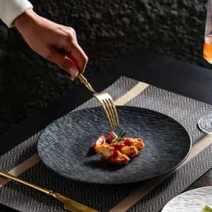 Stone-Pattern Ceramic Plate Home Use Round Minimalist Western Dinner Plate Luxury-Inspired Premium Ceramic Tableware - Image 6