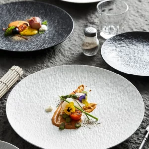 Stone-Pattern Ceramic Plate Home Use Round Minimalist Western Dinner Plate Luxury-Inspired Premium Ceramic Tableware - Image 5