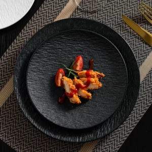 Stone-Pattern Ceramic Plate Home Use Round Minimalist Western Dinner Plate Luxury-Inspired Premium Ceramic Tableware - Image 4