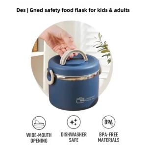 304 Stainless Steel Lunch Box 2 Layer Double Wall Thermal Food Jar, Insulated Bento Box Leakproof Lunch Container with lunch Bag - Image 3