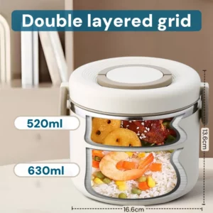 304 Stainless Steel Lunch Box 2 Layer Double Wall Thermal Food Jar, Insulated Bento Box Leakproof Lunch Container with lunch Bag - Image 6