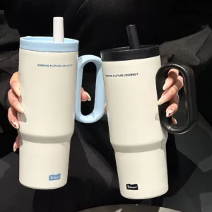 720ML Stainless Steel Thermos Cup with Straw & Handle Ice Coffee Drink Vacuum Insulated Cup Car Travel Outdoor Water Bottle - Image 2