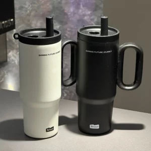720ML Stainless Steel Thermos Cup with Straw & Handle Ice Coffee Drink Vacuum Insulated Cup Car Travel Outdoor Water Bottle - Image 4
