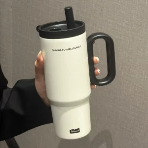 720ML Stainless Steel Thermos Cup with Straw & Handle Ice Coffee Drink Vacuum Insulated Cup Car Travel Outdoor Water Bottle - Image 5