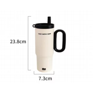 720ML Stainless Steel Thermos Cup with Straw & Handle Ice Coffee Drink Vacuum Insulated Cup Car Travel Outdoor Water Bottle - Image 6