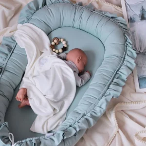Baby Nest Ruffle Baby Bassinet For Newborns Travel Bed Stars Design Portable Lounger Cotton Toddler Crib Breathable Sleep Nest - Image 2