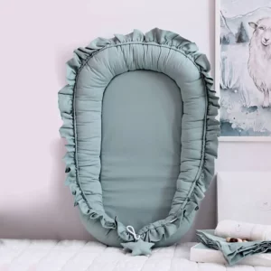 Baby Nest Ruffle Baby Bassinet For Newborns Travel Bed Stars Design Portable Lounger Cotton Toddler Crib Breathable Sleep Nest - Image 3