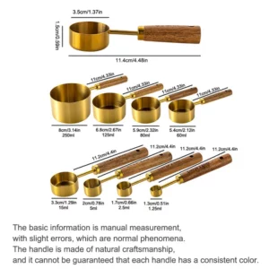Gold Wooden Handle Stainless Steel Measuring Cups Spoons Baking Tools Coffee Measuring Spoon Set Bartending Scale Accessories - Image 3