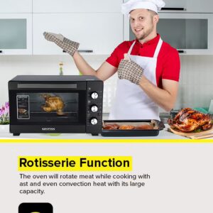 KRYPTON Electric Oven With Rotisserie , Grill Function And Power Indicator Light , Auto Shut Off with Signal Bell & Inside Lamp , Multiple Control Knobs, Heat-resistant Tempered Glass and Stainless Steel Heating Elements 30 L 1600 W KNO5324 Black - Image 5