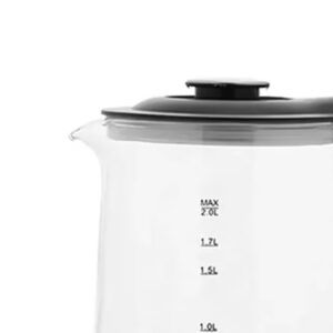 KRYPTON Electric Cordless Glass Kettle with Boil Dry Protection, Detachable Power Base, Auto Shut Off, Fast Boil & Easy to Clean and Ideal for Hot Water, Tea or Coffee 2 L 1500 W KNK6221 Black/Silver - Image 3