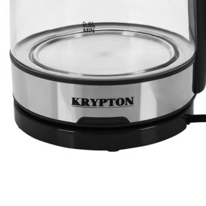 KRYPTON Electric Cordless Glass Kettle with Boil Dry Protection, Detachable Power Base, Auto Shut Off, Fast Boil & Easy to Clean and Ideal for Hot Water, Tea or Coffee 2 L 1500 W KNK6221 Black/Silver - Image 5